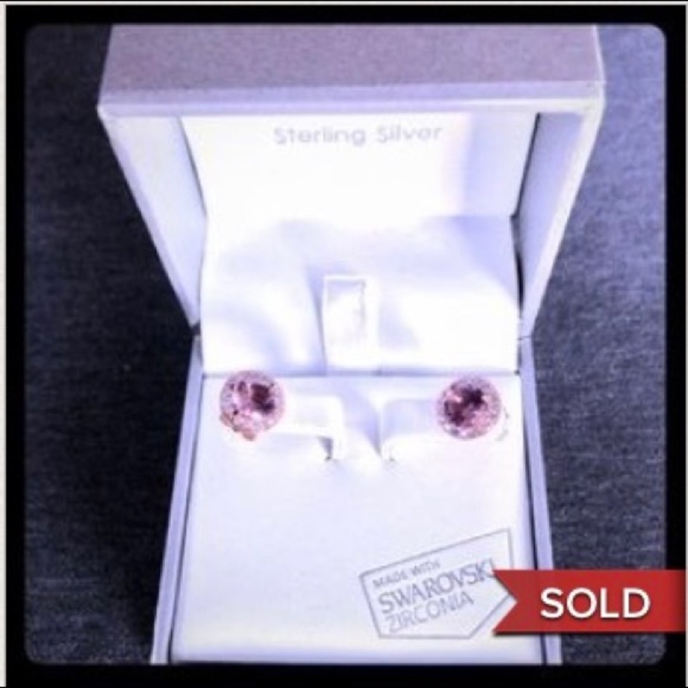 SOLD Sterling silver & Swarovski zirconia earrings - Picture 1 of 4